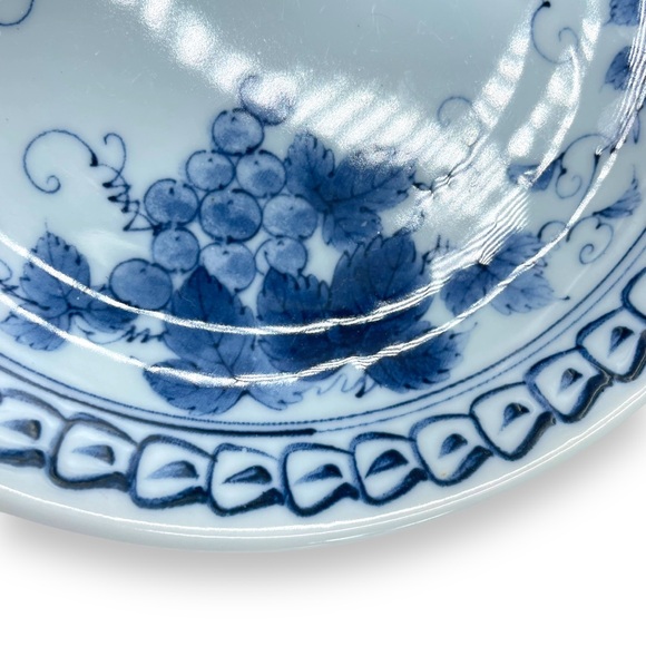 Japanese Vintage Set of 5 Grape Vine Pattern Coupe Plate 6.5" Fujimasa Mark - Picture 6 of 10